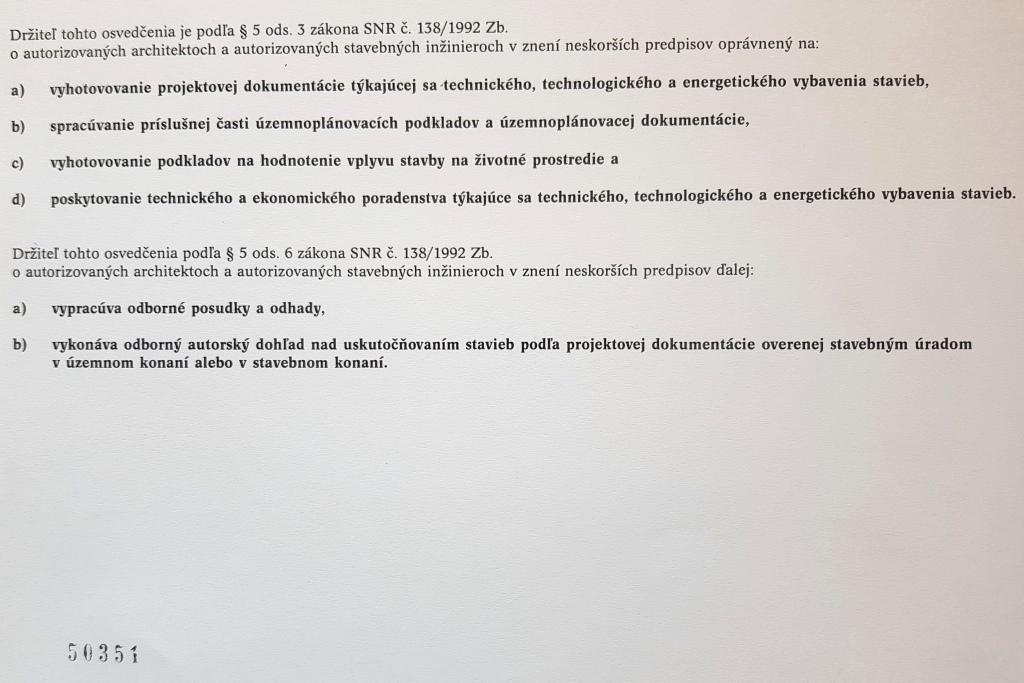 Rozsah oprávnení autorizovaného inžiniera