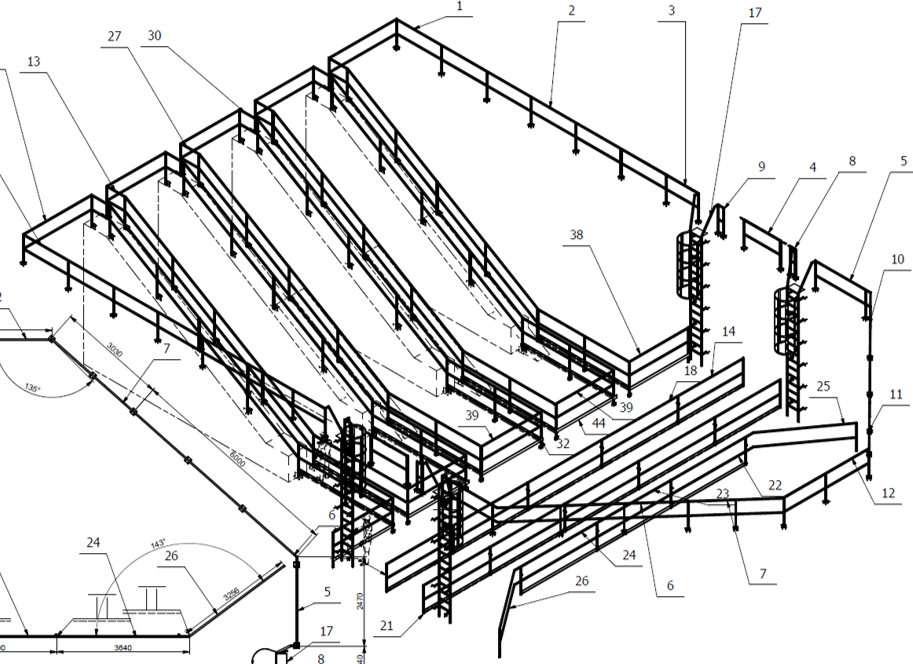 Priemyselné plošiny, zábradlia a schodiská